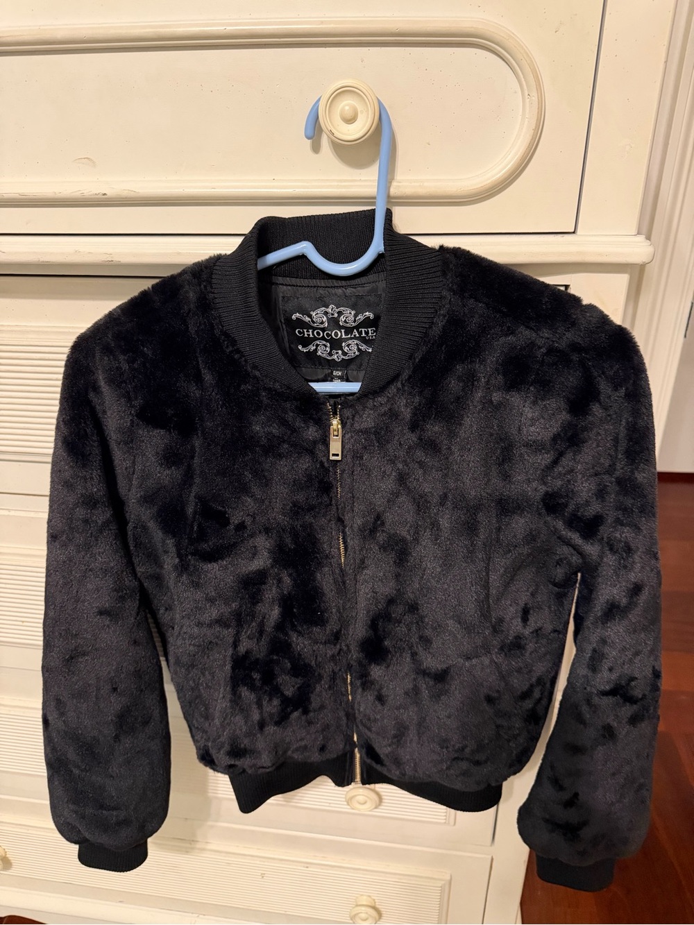 Chocolate Black Faux Fur Puffer Bomber Jacket
